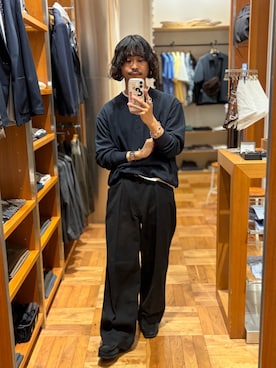 「URBAN RESEARCH DOORS（アーバンリサーチドアーズ）のDRYMIXワッフル ドロスト ロングスリーブ Tシャツ（Tシャツ/カットソー、ブルー系）」を使った、Naraさん（メンズ・166cm）の秋コーディネート