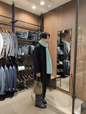 「アイテム（ステンカラーコート）」を使った、ryosuke1892さん（メンズ・178cm）の冬コーディネート