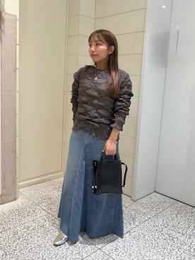 「URBAN RESEARCH（アーバンリサーチ）のソフトデニムフレアスカート（デニムスカート、ブルー系）」を使った、Hitomiさん（レディース・145cm）の夏コーディネート