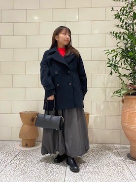 「アイテム（ピーコート）」を使った、Hitomiさん（レディース・145cm）の冬コーディネート