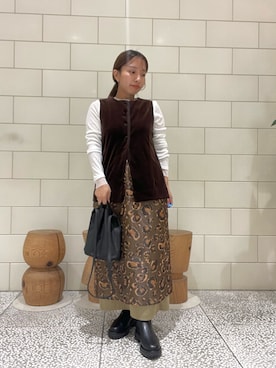 「アイテム（スカート）」を使った、Hitomiさん（レディース・145cm）の秋コーディネート