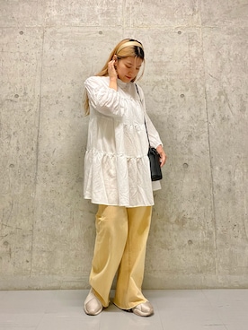 「アイテム（デニムパンツ、ベージュ系）」を使った、ツンさん（レディース・159cm）の夏コーディネート