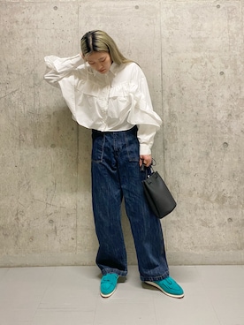 「アイテム（ローファー、ブルー系）」を使った、ツンさん（レディース・159cm）の冬コーディネート