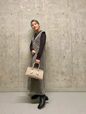 「アイテム（ジャンパースカート）」を使った、ツンさん（レディース・159cm）の秋コーディネート