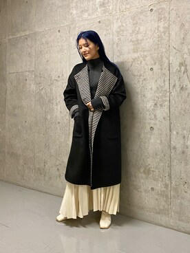 「KBF（ケイビーエフ）のアイテム（ノーカラージャケット）」を使った、ツンさん（レディース・159cm）の秋コーディネート