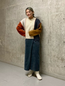 「アイテム（ジャンパースカート）」を使った、ツンさん（レディース・159cm）の冬コーディネート