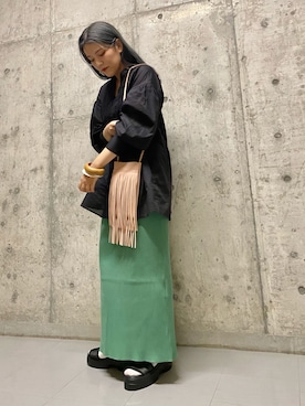 「KBF（ケイビーエフ）のアイテム（ブレスレット）」を使った、ツンさん（レディース・159cm）の夏コーディネート