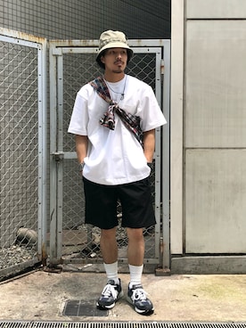 「ABU GARCIA（アブ・ガルシア）のアイテム（帽子）」を使った、おまつさん（メンズ・176cm）の夏コーディネート