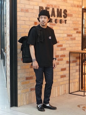「LACOSTE」｜「アイテム（ニットキャップ/ビーニー）」を使った、おまつさん（メンズ・176cm）の夏コーディネート
