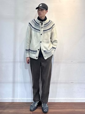 「アイテム（カーディガン/ボレロ）」を使った、shunさん（メンズ・186cm）の冬コーディネート