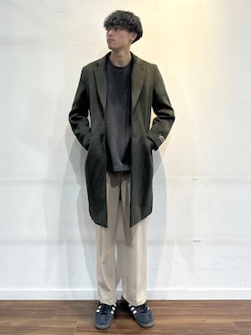 「アイテム（チェスターコート）」を使った、shunさん（メンズ・186cm）の冬コーディネート
