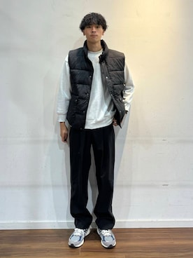 「アイテム（ダウンベスト）」を使った、shunさん（メンズ・186cm）の秋コーディネート