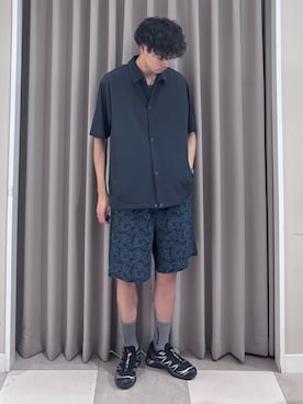 「URBAN RESEARCH DOORS（アーバンリサーチドアーズ）の『UR TECH』サマシェア ショートスリーブシャツカーディガン（カーディガン/ボレロ、グレー系）」を使った、shunさん（メンズ・186cm）の夏コーディネート