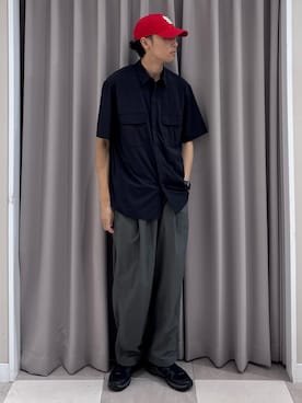 「SENSE OF PLACE by URBAN RESEARCH（センスオブプレイスバイアーバンリサーチ）の『WEB/一部店舗限定』FORTY SEVEN　47 CLEAN UP CARDINALS（キャップ、レッド系）」を使った、shunさん（メンズ・186cm）の夏コーディネート