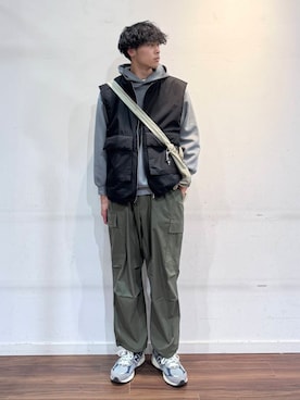 「アイテム（ダウンベスト）」を使った、shunさん（メンズ・186cm）の冬コーディネート