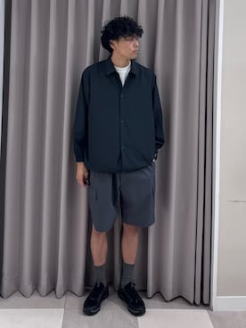 「URBAN RESEARCH DOORS（アーバンリサーチドアーズ）の『UR TECH』サマシェア ロングスリーブシャツカーディガン（カーディガン/ボレロ、ブラック系）」を使った、shunさん（メンズ・186cm）の夏コーディネート