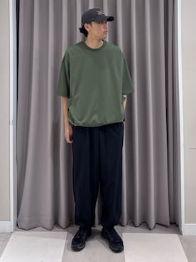 「SMELLY（スメリー）のウェーブレタリングキャップ（キャップ、グレー系）」を使った、shunさん（メンズ・186cm）の夏コーディネート