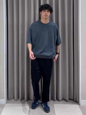 「ITEMS URBANRESEARCH（アイテムズ アーバンリサーチ）のサイドストレージ半袖ポンチTops（Tシャツ/カットソー、グレー系）」を使った、shunさん（メンズ・186cm）の春コーディネート