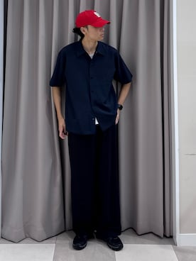「ITEMS URBANRESEARCH（アイテムズ アーバンリサーチ）の2wayストレッチスナップ半袖シャツ（シャツ/ブラウス、ブルー系）」を使った、shunさん（メンズ・186cm）の夏コーディネート