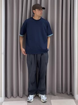 「ITEMS URBANRESEARCH（アイテムズ アーバンリサーチ）の『接触冷感/吸水速乾/UVカット』多機能 Wフェイス クルーネック Tシャツ（Tシャツ/カットソー、その他）」を使った、shunさん（メンズ・186cm）の夏コーディネート