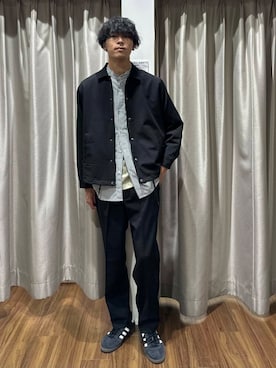 「スラックス」｜「アイテム（その他アウター）」を使った、shunさん（メンズ・186cm）の秋コーディネート