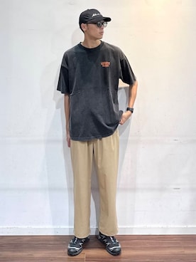 「SMELLY（スメリー）のボストンシェイプサングラス（サングラス）」を使った、shunさん（メンズ・186cm）の夏コーディネート