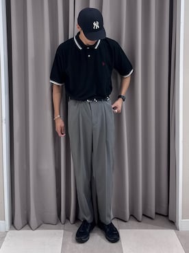 「ITEMS URBANRESEARCH（アイテムズ アーバンリサーチ）のU.S. POLO ASSN　カノコポロシャツ（ポロシャツ、ブラック系）」を使った、shunさん（メンズ・186cm）の夏コーディネート