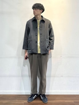 「アイテム（ステンカラーコート）」を使った、shunさん（メンズ・186cm）の冬コーディネート