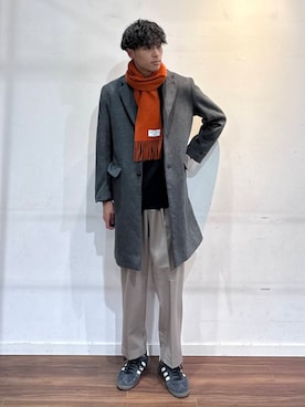 「アイテム（チェスターコート）」を使った、shunさん（メンズ・186cm）の冬コーディネート
