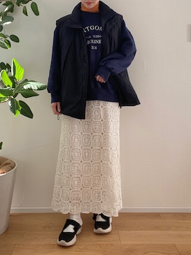 「アウターコーデ」｜「アイテム（ダウンベスト）」を使った、toacoさん（レディース・160cm）の冬コーディネート