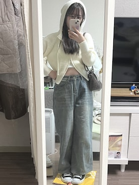 「アイテム（キャミソール、ホワイト系）」を使った、ところてんさん（レディース・154cm）の秋コーディネート