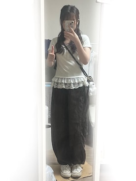 「SONA（ソナ）のアイテム（デニムパンツ）」を使った、ところてんさん（レディース・154cm）の秋コーディネート