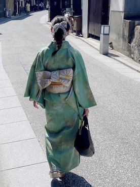 「着物」｜「アイテム（バッグ）」を使った、べーさん（レディース・144cm）の冬コーディネート