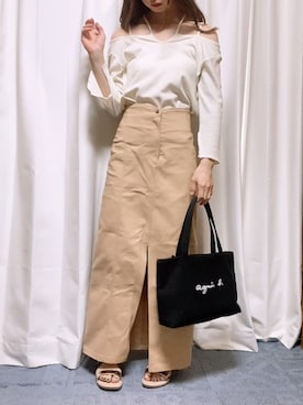 「アイテム（トートバッグ）」を使った、べーさん（レディース・144cm）の秋コーディネート