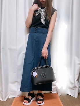 「MAJESTIC LEGON（マジェスティックレゴン）のアイテム（デニムスカート）」を使った、べーさん（レディース・145cm）の夏コーディネート
