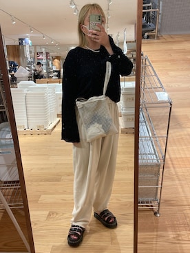 「beautiful people」｜「アイテム（スウェットパンツ）」を使った、rinkapoutyさん（レディース・155cm）の冬コーディネート