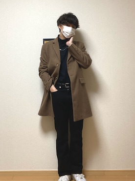 「UNIQLO（ユニクロ）のタートルネックT（長袖）（Tシャツ/カットソー）」を使った、せんさん（メンズ・173cm）の冬コーディネート