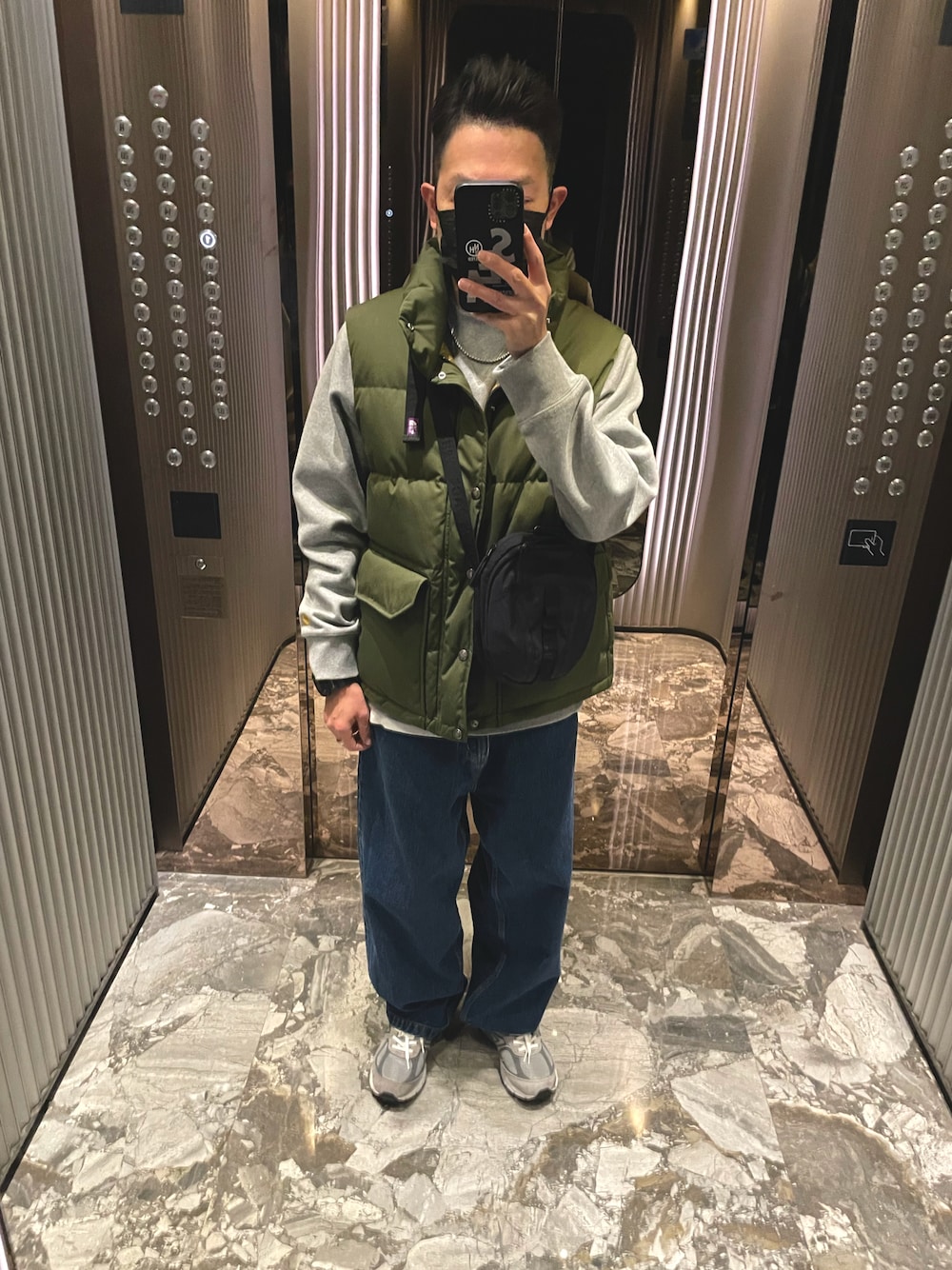 THE NORTH FACE PURPLE LABELのダウンベスト（グリーン系）を使った