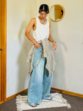 「Saturdays NYC（サタデーズ ニューヨークシティ ）のGabriel Cotton Mesh Tank（シャツ/ブラウス）」を使った、soshunさん（メンズ・169cm）の秋コーディネート