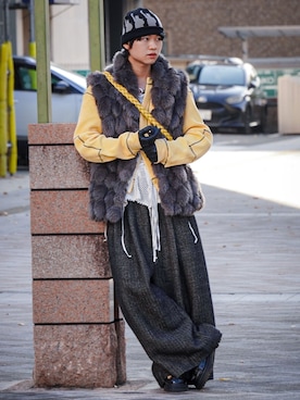 「アイテム（ベスト）」を使った、soshunさん（メンズ・169cm）の秋コーディネート