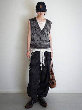 「Parts Lab.（パーツラボ）の【Parts Lab.】Basic Buggy Slacks / ベーシックバギースラックス（スラックス、ブラック系）」を使った、soshunさん（メンズ・169cm）の夏コーディネート
