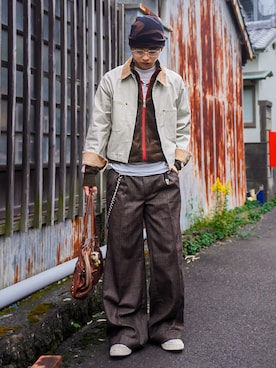 「アイテム（ニットキャップ/ビーニー）」を使った、soshunさん（メンズ・169cm）の秋コーディネート