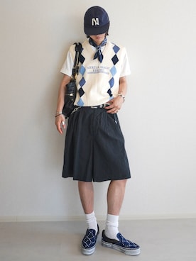 「アイテム（スリッポン）」を使った、soshunさん（メンズ・169cm）の夏コーディネート