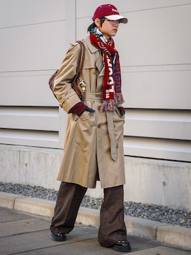 「アイテム（トレンチコート）」を使った、soshunさん（メンズ・169cm）の冬コーディネート