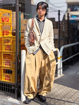 「ANGLAN（アングラン）のアイテム」を使った、soshunさん（メンズ・169cm）の春コーディネート