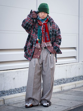 「アイテム（ニットキャップ/ビーニー）」を使った、soshunさん（メンズ・169cm・20代）の冬コーディネート