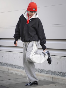 「アイテム（バンダナ/スカーフ）」を使った、soshunさん（メンズ・169cm）の冬コーディネート