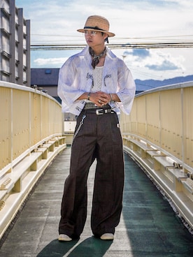 「アイテム（バンダナ/スカーフ）」を使った、soshunさん（メンズ・169cm）の秋コーディネート