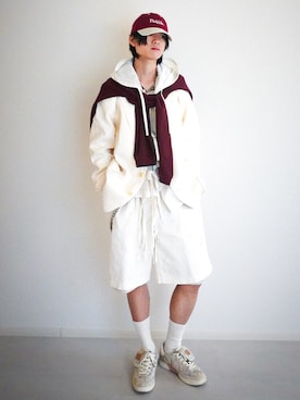 「soerte（ソエルテ）のSingle western tailored jacket （Assort）/シングルウエスタンテーラードジャケット（アソート）（テーラードジャケット、ホワイト系）」を使った、soshunさん（メンズ・169cm）の春コーディネート