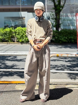 「RACAL（ラカル）の【RACAL / ラカル】 Jananese Paper Roll Kint Watch（ニットキャップ/ビーニー、ホワイト系）」を使った、soshunさん（メンズ・169cm）の春コーディネート